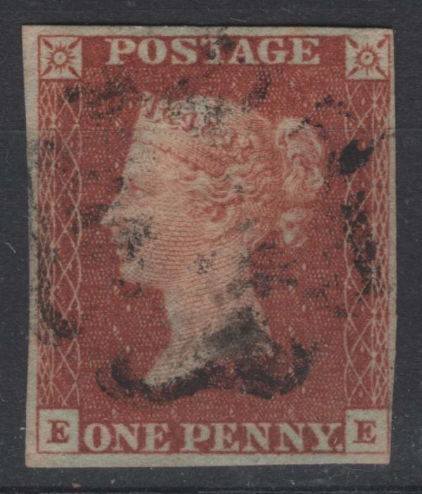 GB 1841 1d red plate 27 EE fu, 4 mainly good margins, close one point