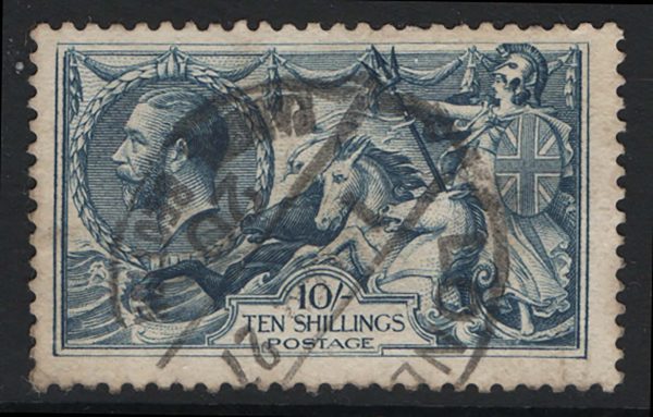 GB 1918 Bradbury 10s seahorse vgu cds sg417