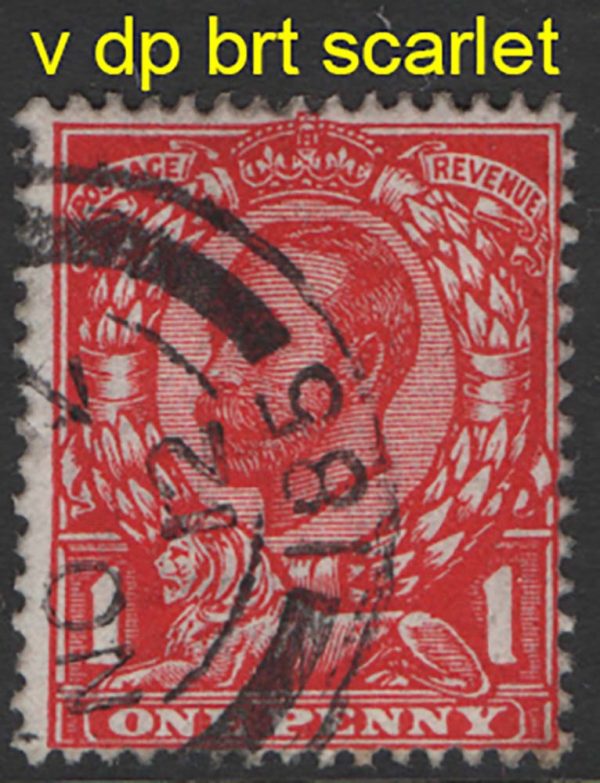 GB 1911 1d die 2 wmk crown very deep bright scarlet vfu sg341var Spec N11(4)