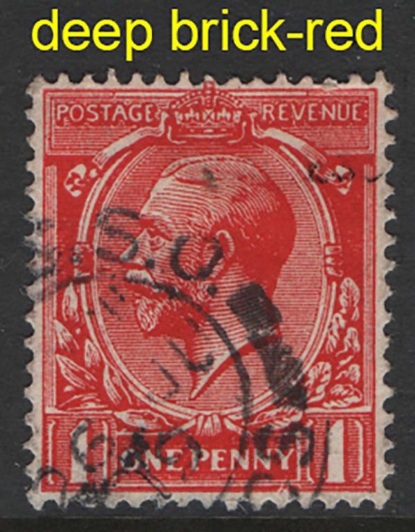 GB 1912 1d intense scarlet vfu sg357var Spec N16-  rare Hendon shade