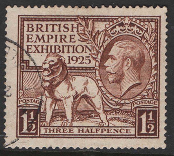 GB 1925 Wembley 1½d vfu, crisp cds c£70