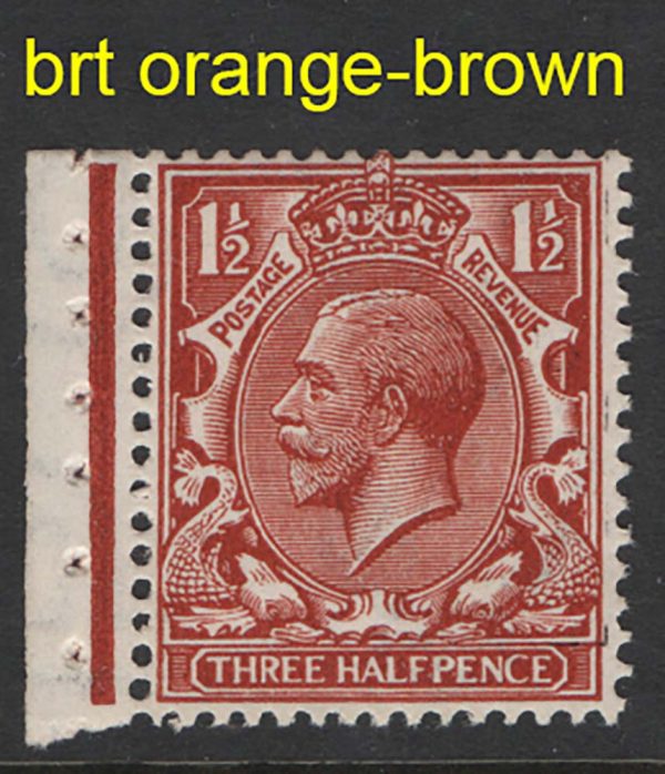 GB 1912 1½d bright orange-brown um (wmk inverted) Spec N18(16) sg364var c£100
