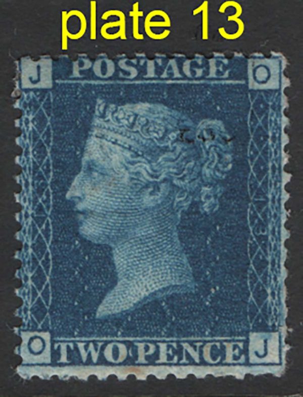 GB 1858 2d blue plate 13, a few nibbled perfs otherwise f mint, v fresh c£375