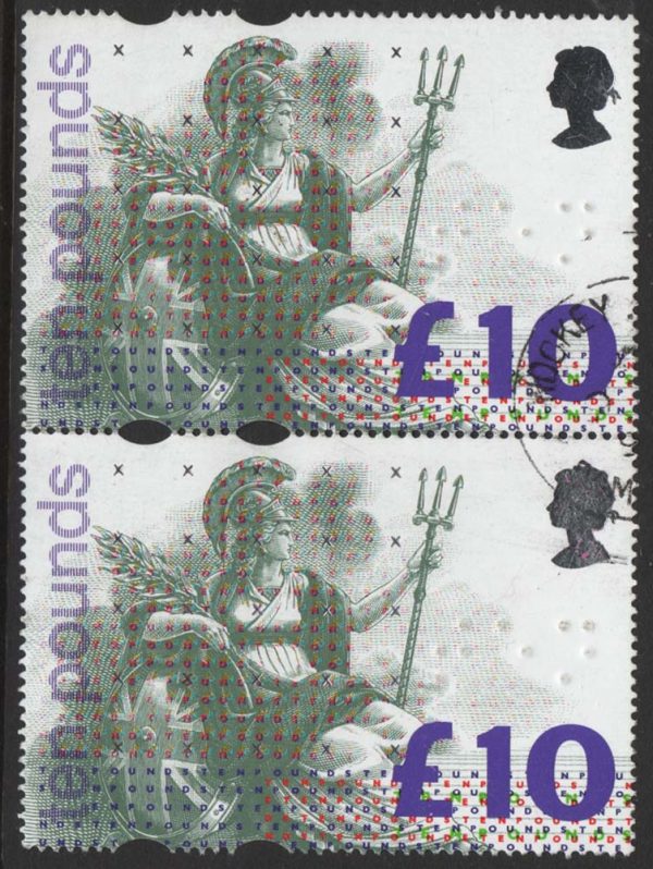 GB 1993 £10 Britannia vfu cds pair