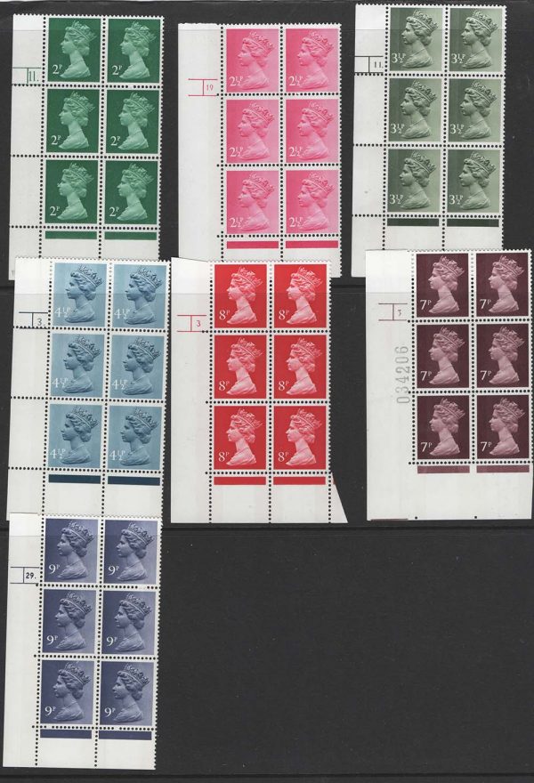 GB 1971 Machin 2B PVAD p17 um cyls: 2p 11., 2½p  19., 3½p 11., 4½p 3., 8p 3 p17