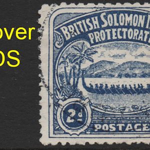 Solomon Is 1907 Large Canoes 2d fine used, 'type 4' with ink over I & DS variety