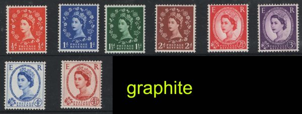 GB 1958 Graphite wmk upright set of 8 um good perfs