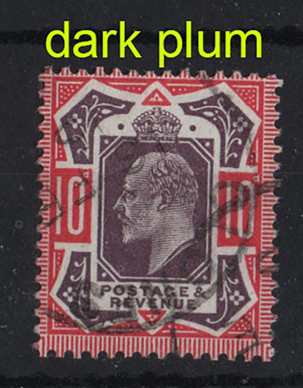 GB 1911 10d dark plum & carmine sg311 var Spec M44(8) fu cds c£60