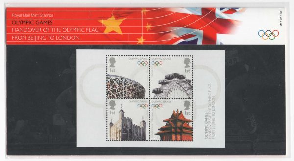 GB 2008 Olympics Handover M/sheet pres pack, BBStamps £29.95