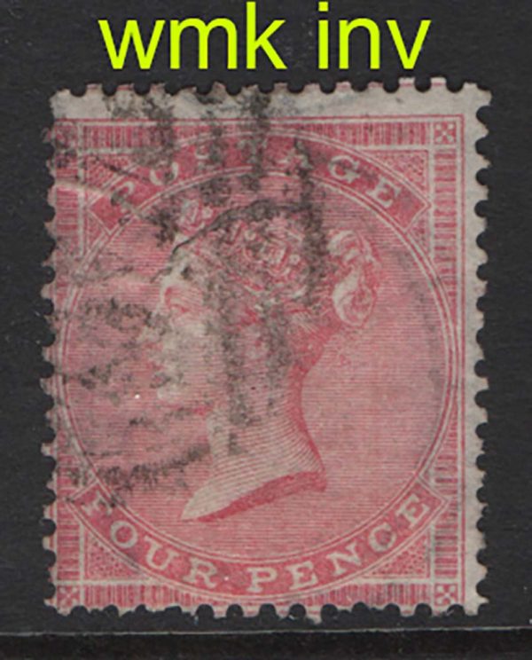 GB 1855 4d rose, wmk large garter inverted vfu sg66wi c£400