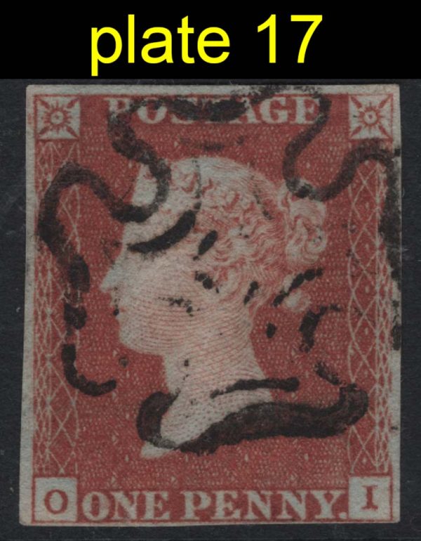 GB 1841 1d red plate 17 OI fu 4 close-good margins c£140 [ref 288/s