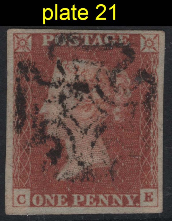 GB 1841 1d red plate 21 CE fu 4 good margins