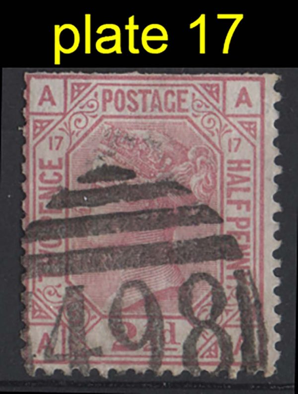 GB 1873 2½d rosy-mauve plate 17 sg141, perf trim at top otherwise vgu c£300