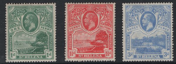 St Helena 1922 ½d - 3d set of 3 very fine mint sg89-91 cat £35