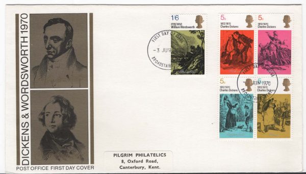 GB 1970 Literary Anniversaries set, Broadstairs FDI - relevant cancel - fine