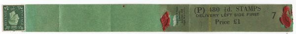 GB 1937 Dark colours ½d P480 black on dull green coil leader #7