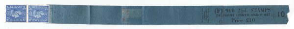 GB 1941 Pale colours 2½d F960 coil leader in black on dull blue unwmk paper, #10