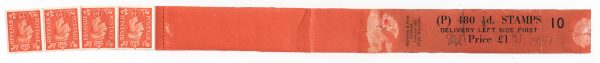 GB 1951 New colours ½d P480 coil leader in black on orange, white back, gummed