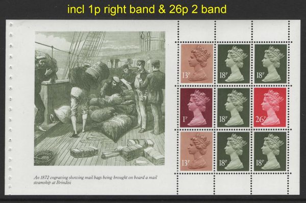 #723 GB 1987 Those difficult Machins um: 1p RB, 26p 2B + others in complete booklet pane