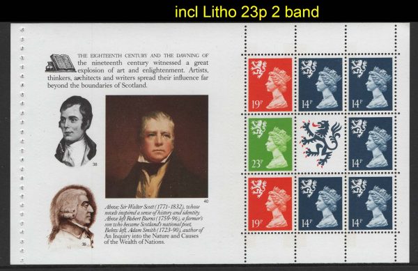 #726 GB 1989 Those difficult Litho Scottish Regional Machins um: 23p green 2B, 19p 2B