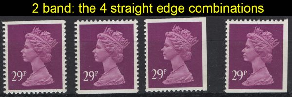 GB 1989 Those difficult Machins um: 29p 2B - the 4 different straight edge combi
