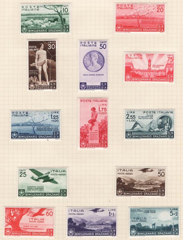 Italy 1936 Horace set of 13 very fine mint sg477-89 cat £180