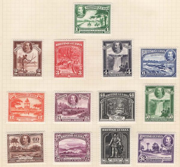 British Guiana 1934 Pictorial 1c - $1 set of 13 vf mint sg238-300 c£16