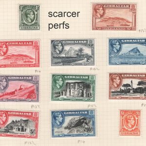 Gibraltar 1938 Range of better early perf types very fine mint:1d p13½, 1½d p14 etc