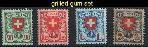 Switzerland 1924 90c - 2f grilled gum, chalky papers set of 4 fine mint sg329-32