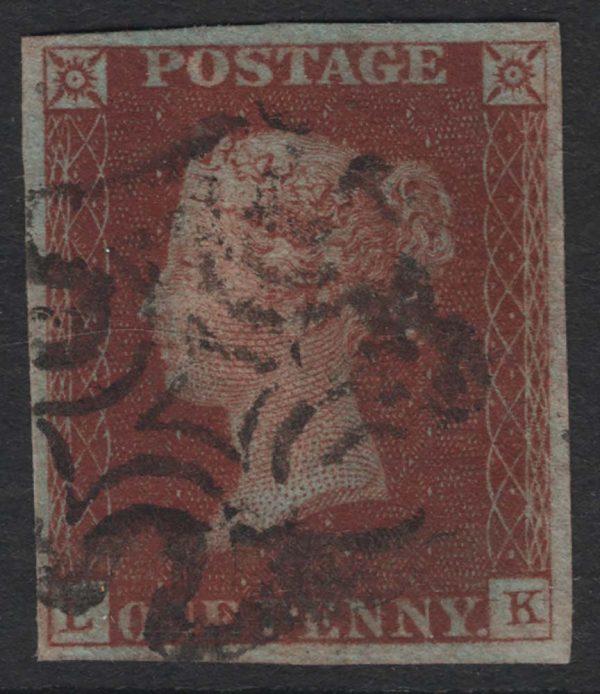 GB 1841 1d red plate 19 EK vfu, 4 good margins, guideline in K-square c£60