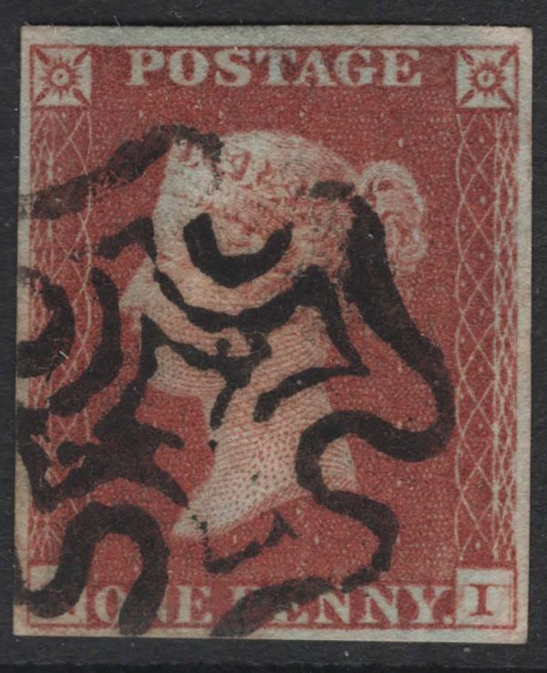 GB 1841 1d red plate 19 NI vfu, 4 good margins, guidelines in I-square c£60