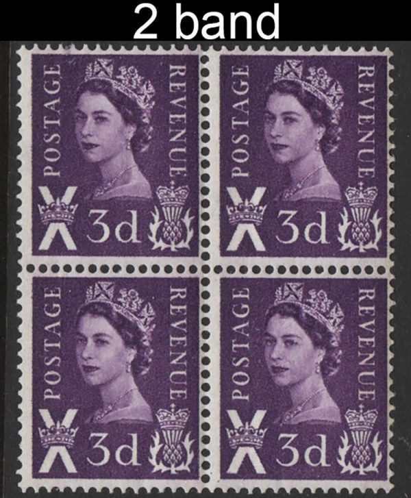 GB 1960 Scotland 3d 2 band um blk of 4