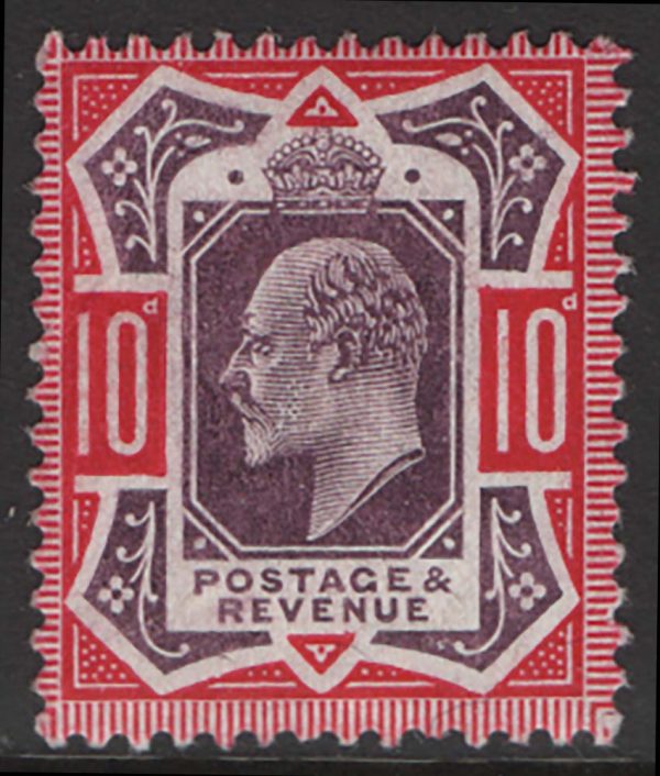 GB 1902 10d dull purple & carmine chalky v fresh sg254b, gum crease