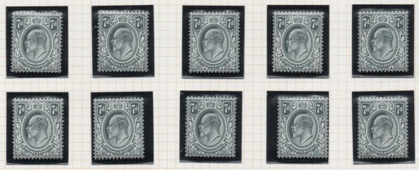 GB 1902 7d grey-black (deep shade) 10x vf mint copies sg249 c£150