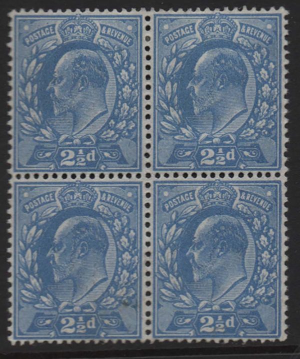 GB 1911 2½d dull blue perf 15x14 f mint blk of 4 (2x um) sg284 c£148