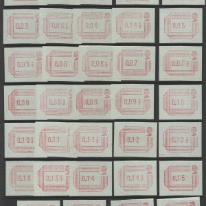 GB 1984 Frama labels set of 34 ½p - 17p um sgFR1-34