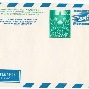 Austria 1950 20g Esperanto + 1s plane airletter special Flight Vienna-Philadelphia