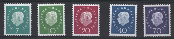 Germany 1959 definitives sg1219/23 um cat £24