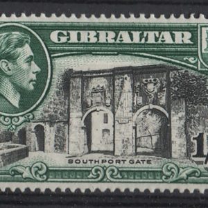 Gibraltar 1938 1s black & green Southport Gate, perf. 14, sg127 f mint c£45