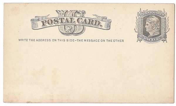 USA 1875 1c black Liberty postal stationery card, unwatermarked, Scott UX5, fine