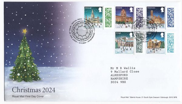 GB 2024 Christmas set of 5 FDC - fine