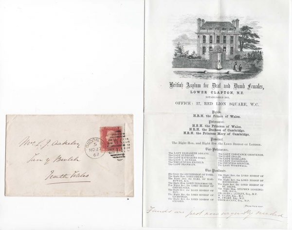 GB 1858 1d plate 72 sg43 fu on 1867 cover, complete with contents