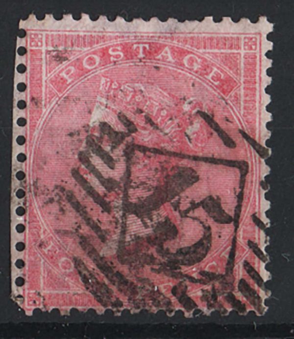 GB 1855 4d rose large garter sg66a, short perf otherwise vgu c£150