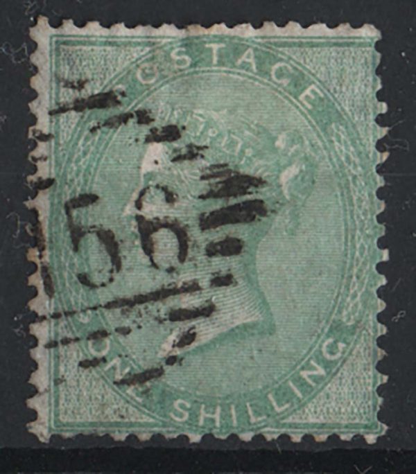 GB 1856 1s pale green sg73, odd nibbled perf otherwise vfu, small 156 Irish