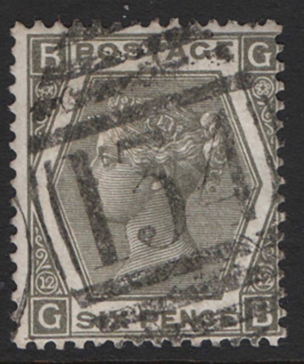 GB 1872 6d grey plate 12 sg125 short perf otherwise vfu c£300
