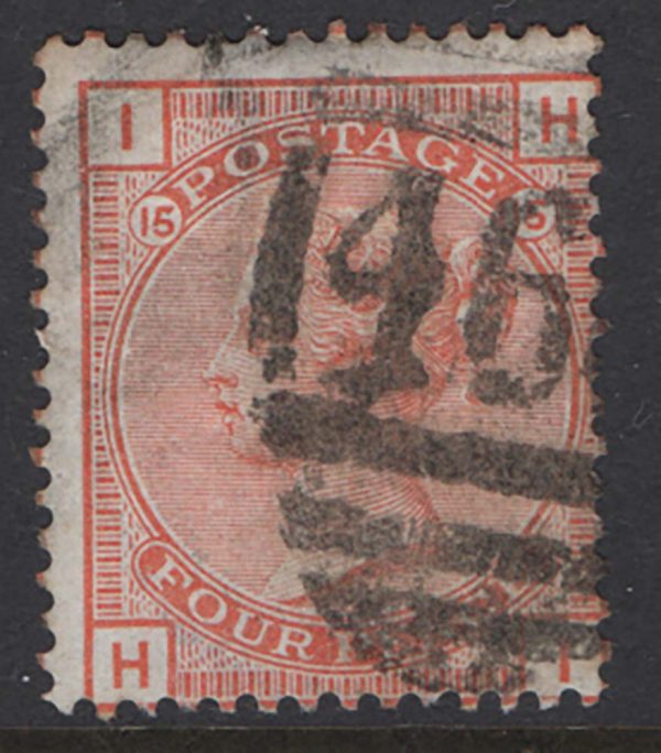 GB 1876 4d vermilion plate 15 sg152 vgu c£475