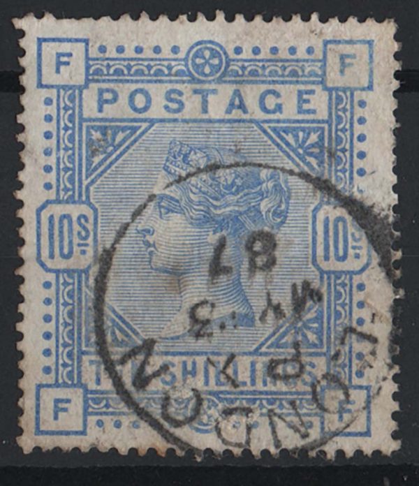 GB 1883 10s pale ultramarine sg183a nibble perf otherwise vfu cds c£550