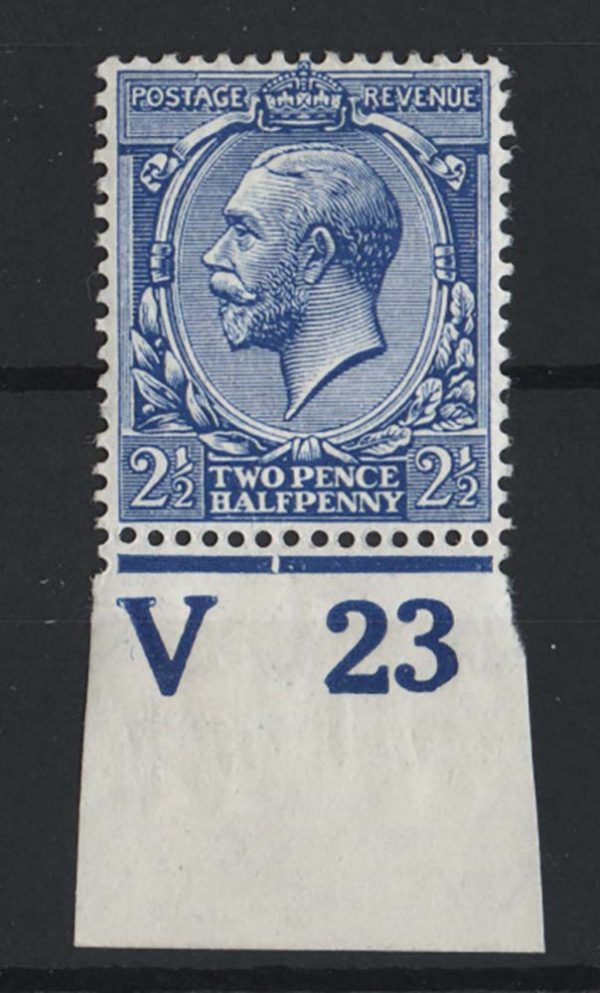 GB 1912 2½d blue control V23 single f mint from plate 17b, sg372