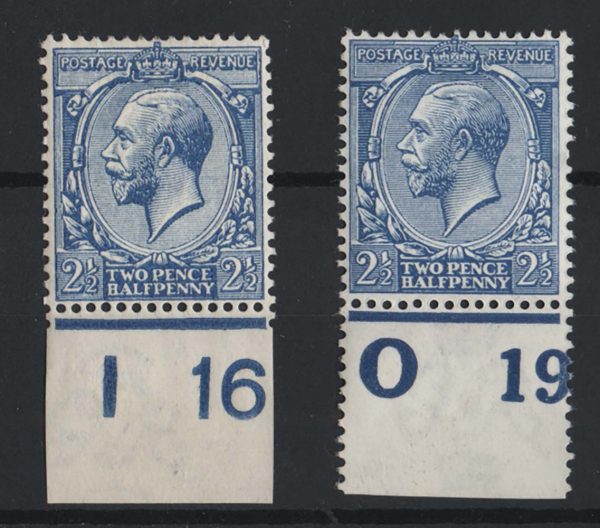 GB 1912 2½d blue controls I16 and O19(P) f mint sg372