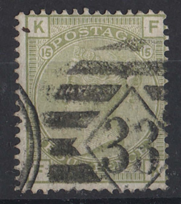 GB 1876 4d sage-green plate 15 sg153 vgu c£325